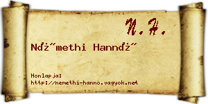 Némethi Hannó névjegykártya